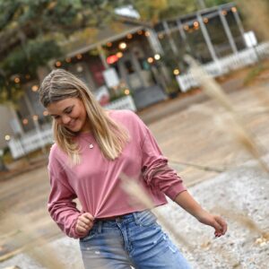 Pink Crop Top Long Sleeve